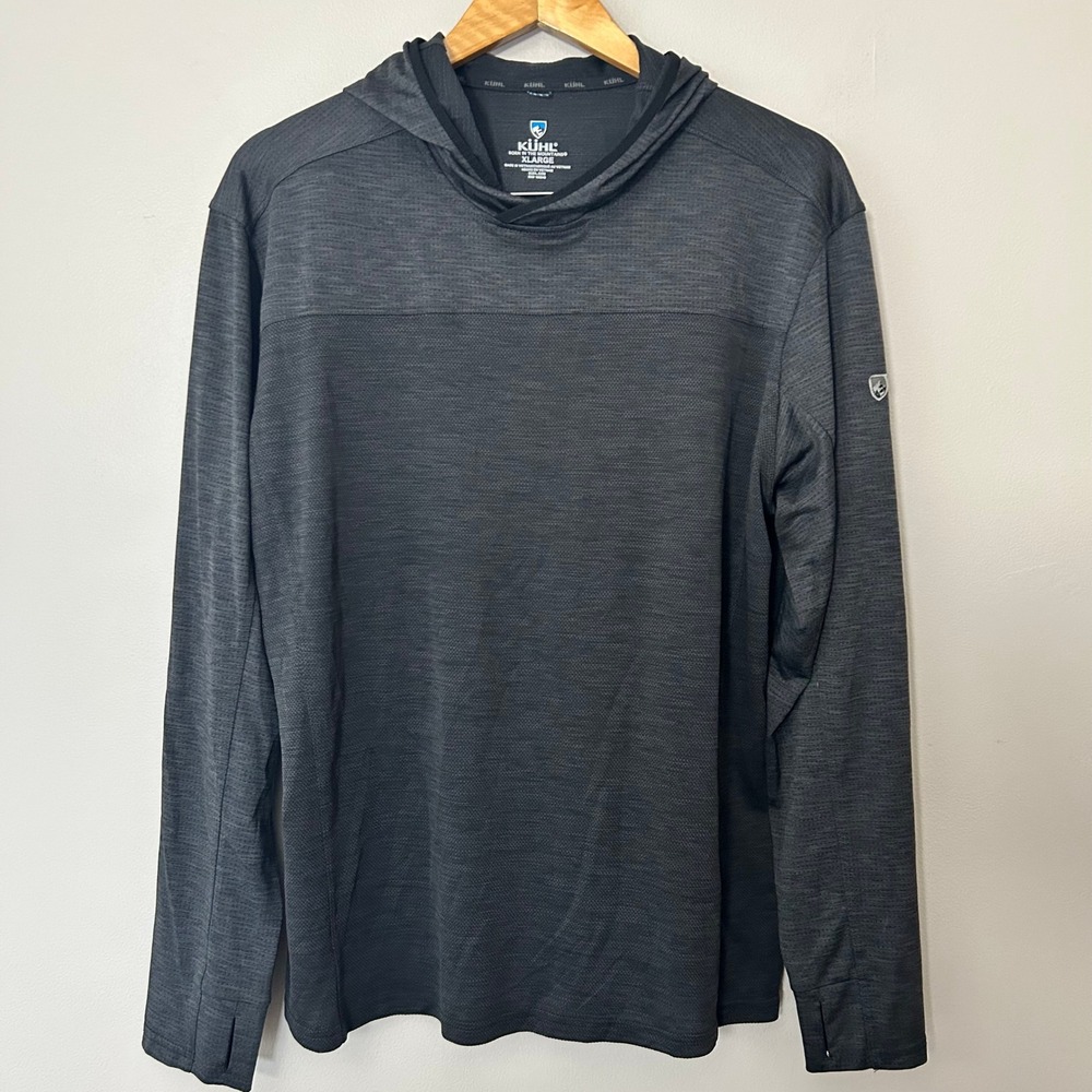 KUHL Hoodie Mens XL Gray Performance Long Sleeve Thumbhole Lightweight Pullover
